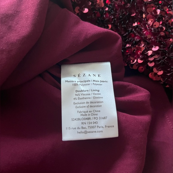 Sézane Shiny Blouse, Burgundy, size 10, new without tags - Picture 5 of 5